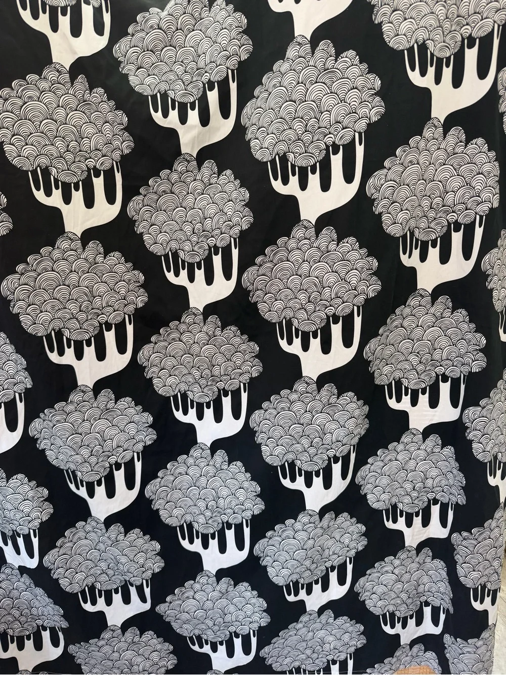 IKEA Kajsamia CURTAINS SET / 2 Drapes BLACK /WHITE Tribal TREE GROMMETS 98x57in